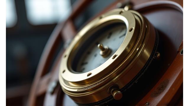 Gros plan d'un instrument de navigation nautique de précision